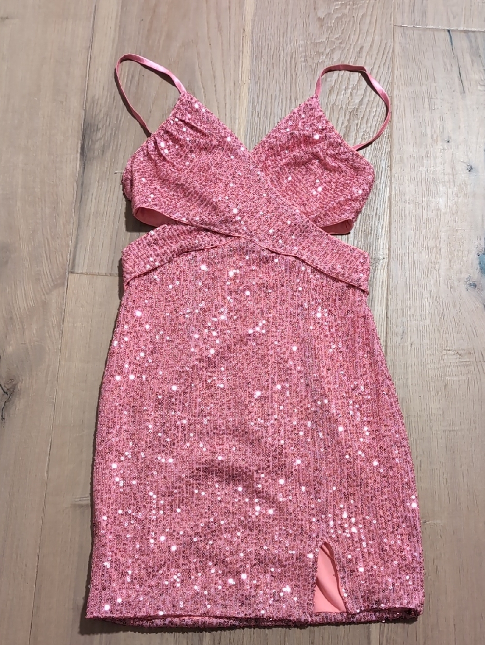 Hello Molly Pink Sequin Cutout Mini Dress